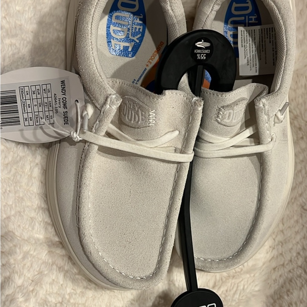Hey Dude Women's White Sneakers suede
